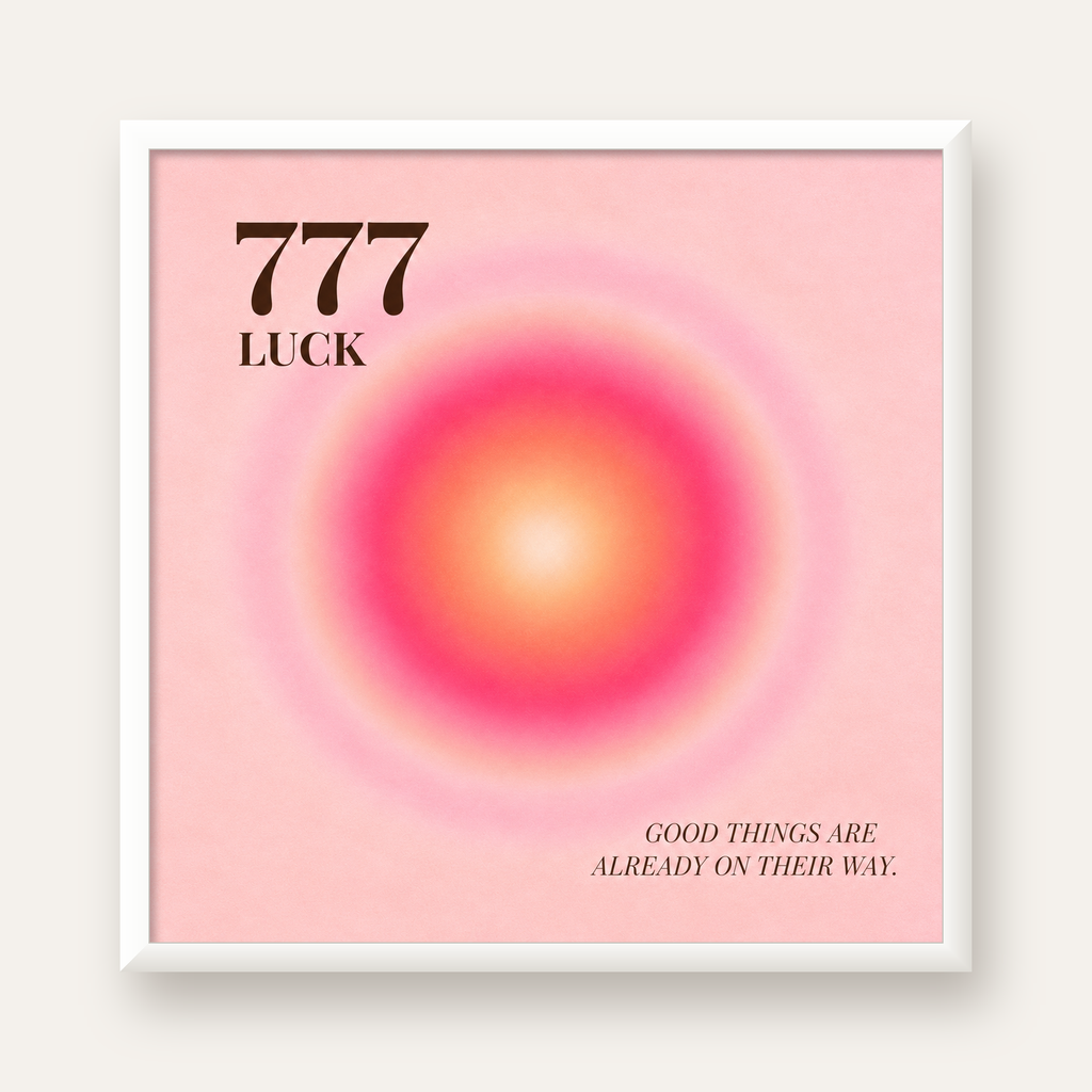 777 Luck Pembe Aura Poster — beyaz çerçeveli kare poster
