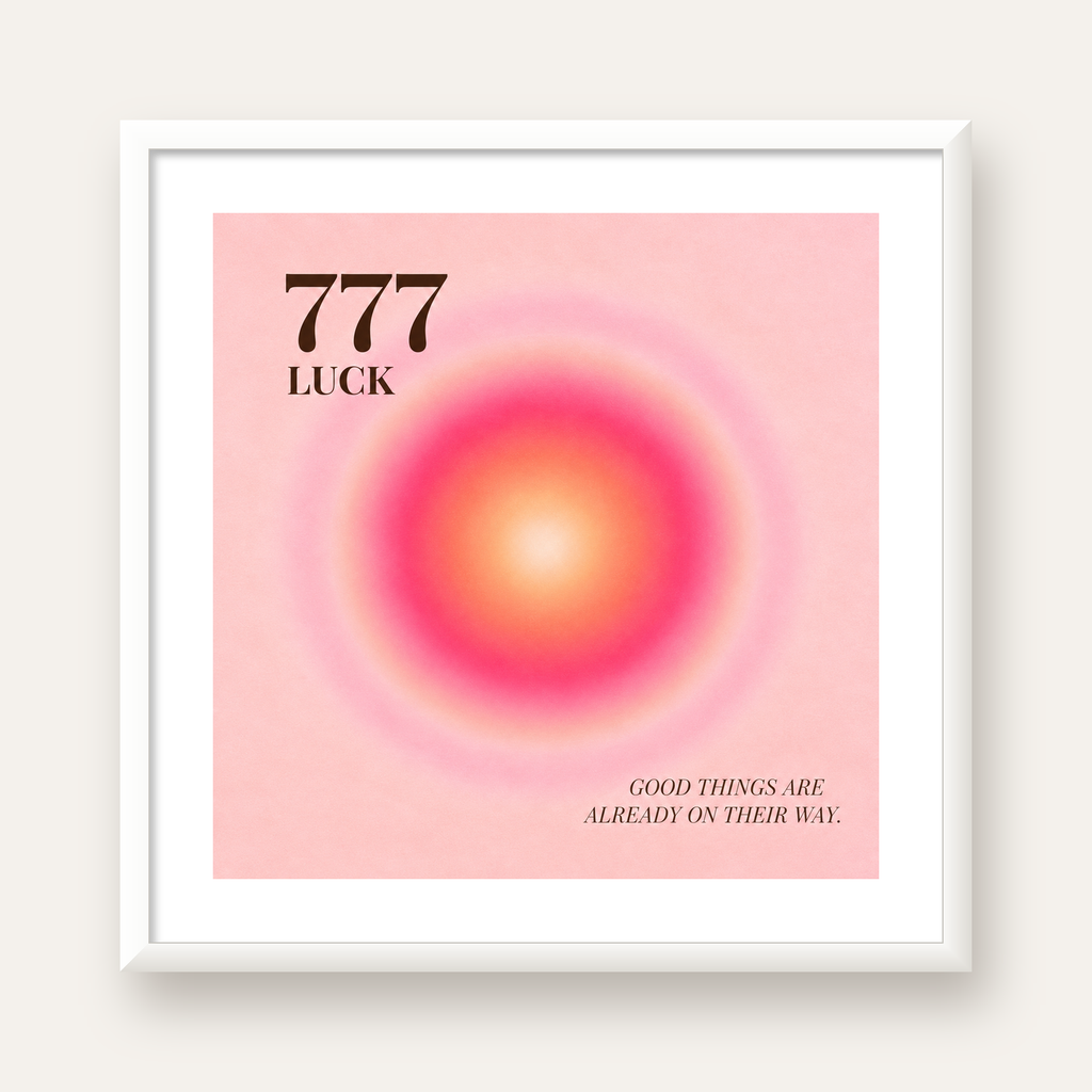 777 Luck Pembe Aura Poster — beyaz çerçeveli kare poster