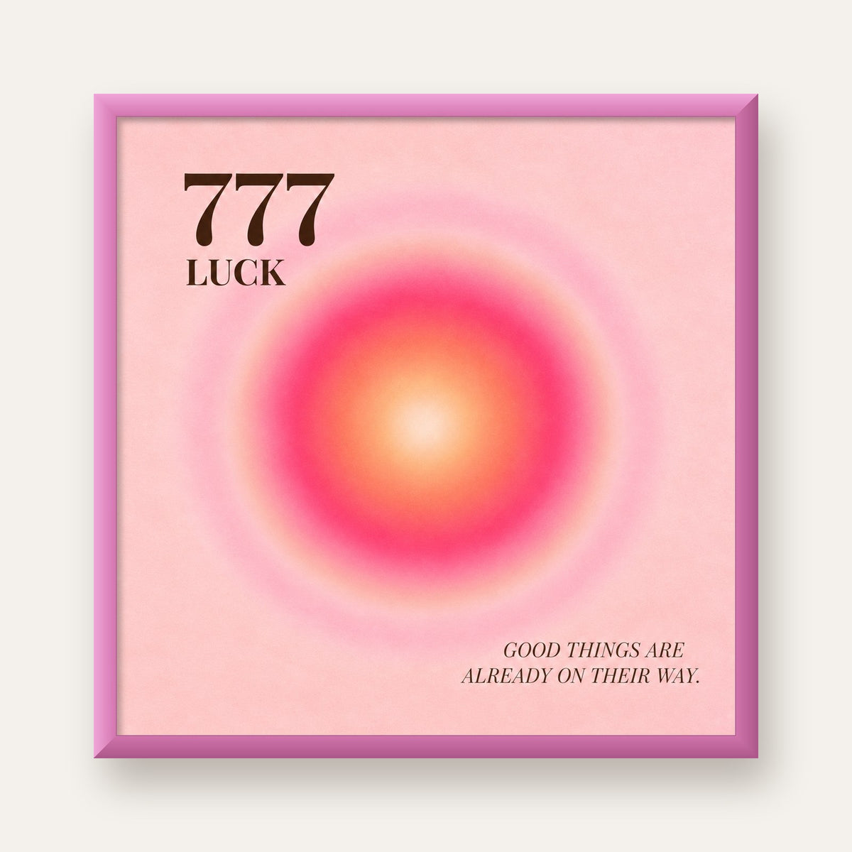 777 Luck Pembe Aura Poster — pembe çerçeveli