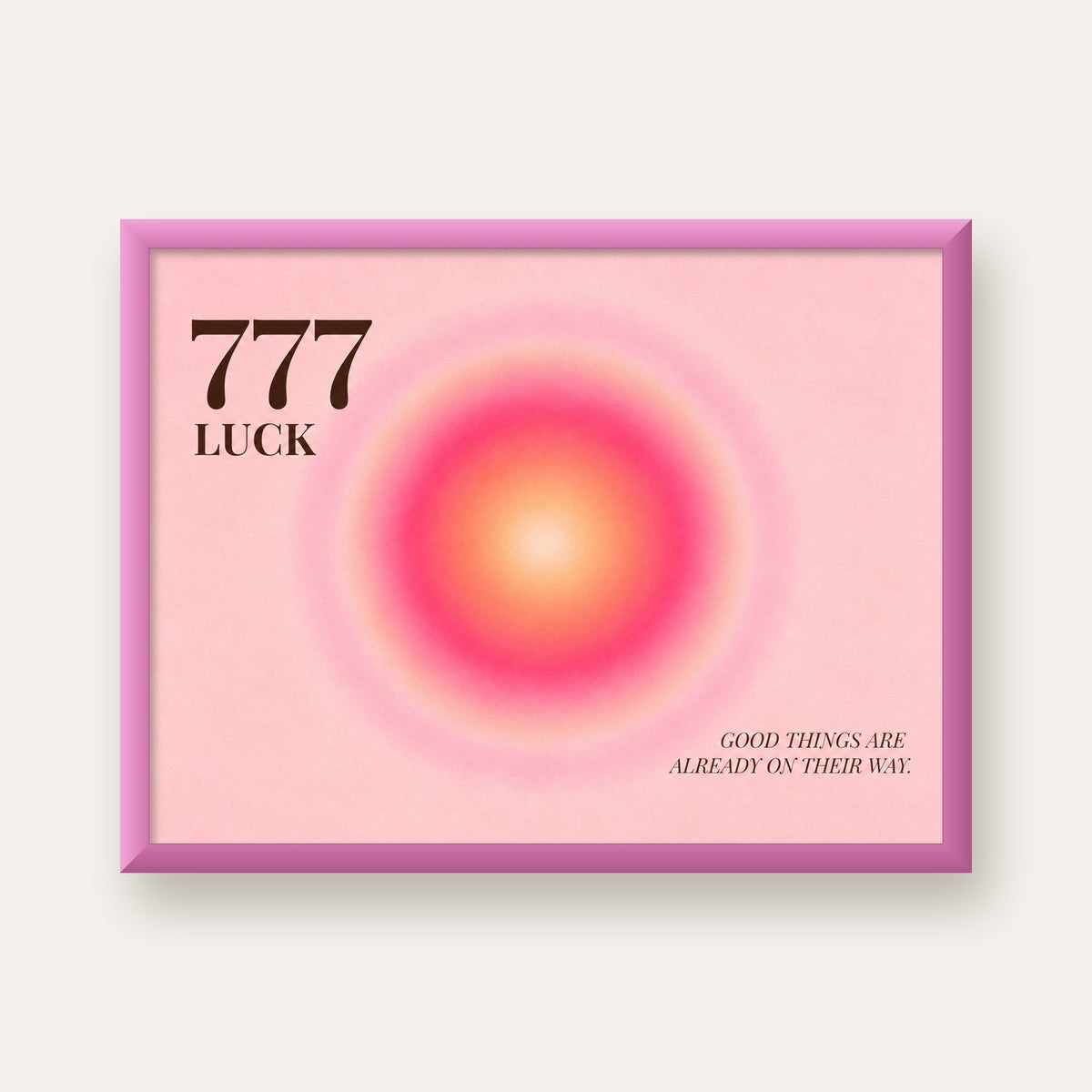 777 Luck Pembe Aura Poster — pembe çerçeveli