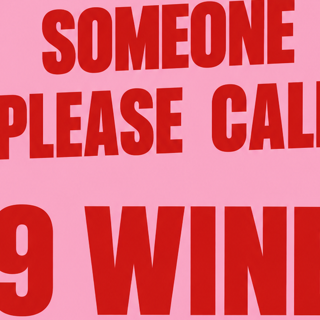 Mizahi Şarap Posteri – SOMEONE PLEASE CALL 9 WINE WINE — baskının yakın çekimi, kâğıt dokusu ve renk detayı