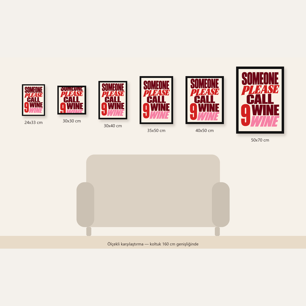 Esprili Tipografi Poster – Modern Mizahi Duvar Dekoru — Dikey ölçülerinin karşılaştırması