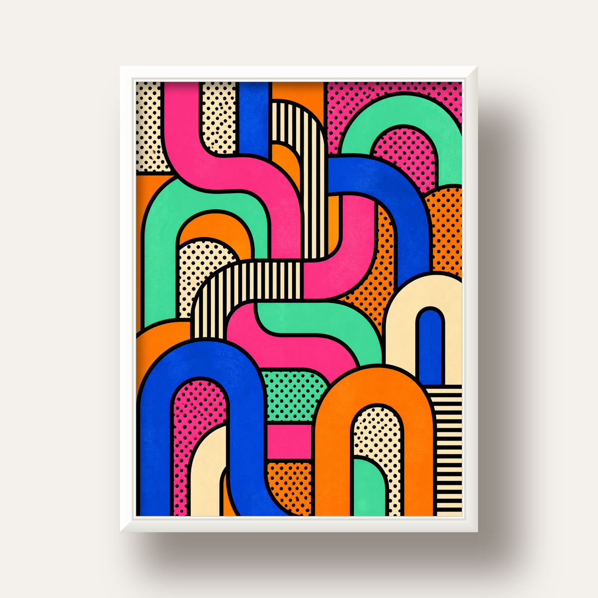 Renkli Geometrik Soyut Desen Pop Art Poster — beyaz derin çerçeveli