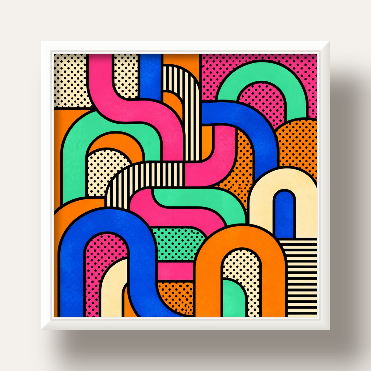 Renkli Geometrik Soyut Desen Pop Art Poster — beyaz derin çerçeveli