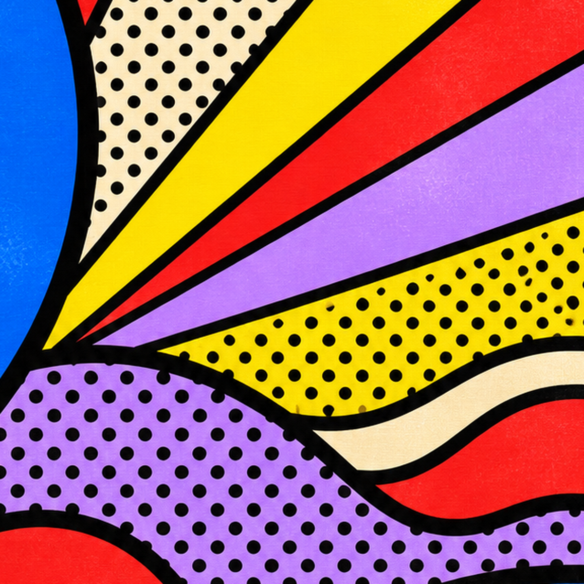 Pop Art Geometrik Desen Poster – Canlı Renkli Modern Duvar Sanatı — baskının yakın çekimi, kâğıt dokusu ve renk detayı