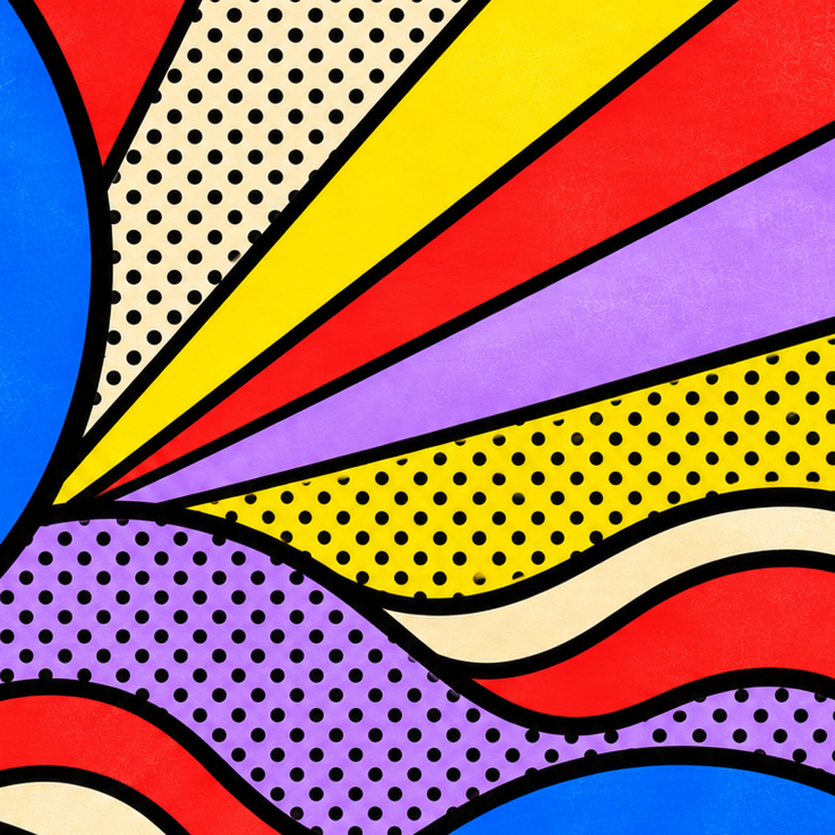 Pop Art Geometrik Desen Poster – Canlı Renkli Modern Duvar Sanatı — baskının yakın çekimi, kâğıt dokusu ve renk detayı