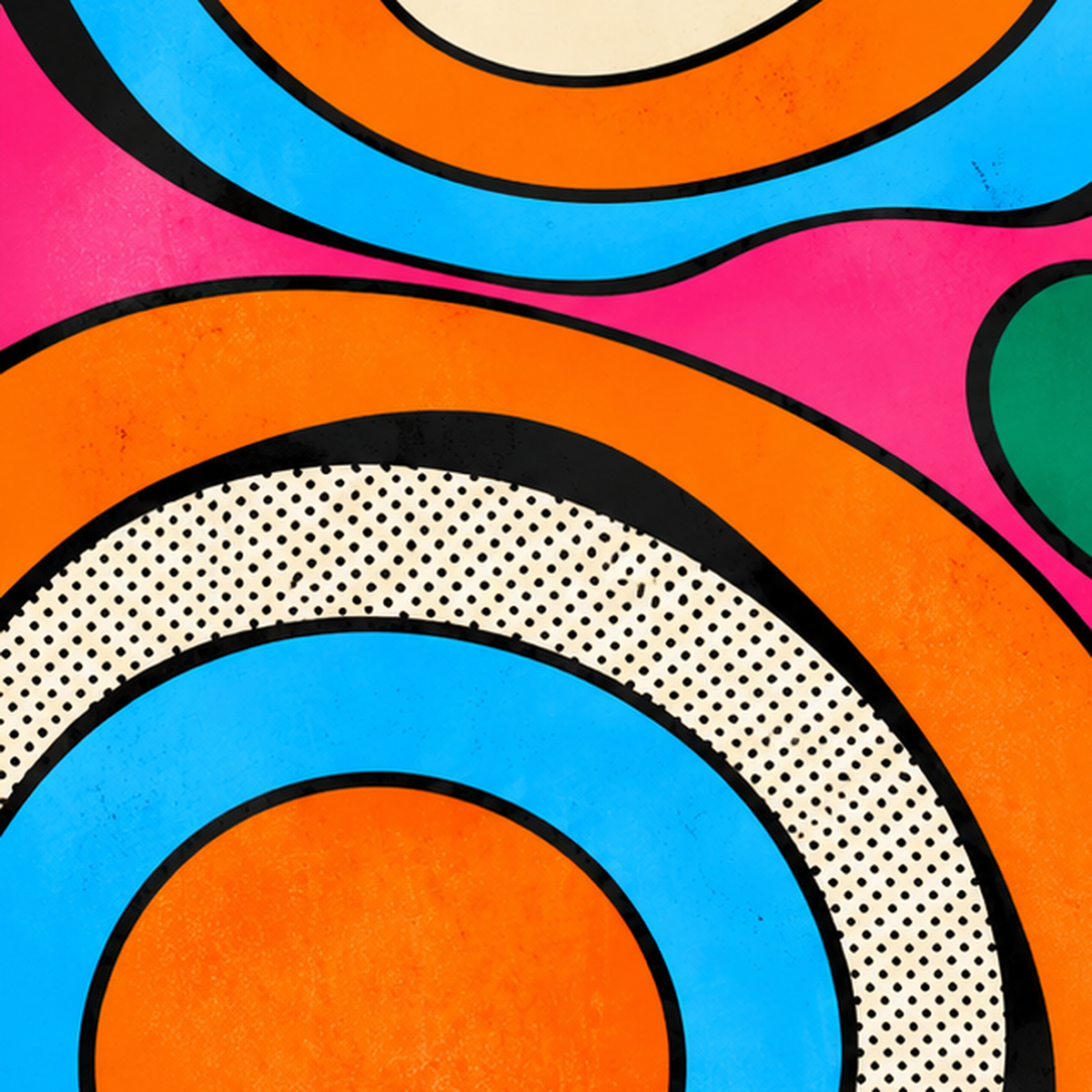 Renkli Soyut Dalgalar Pop Art Poster - Modern Duvar Dekoru — baskının yakın çekimi, kâğıt dokusu ve renk detayı