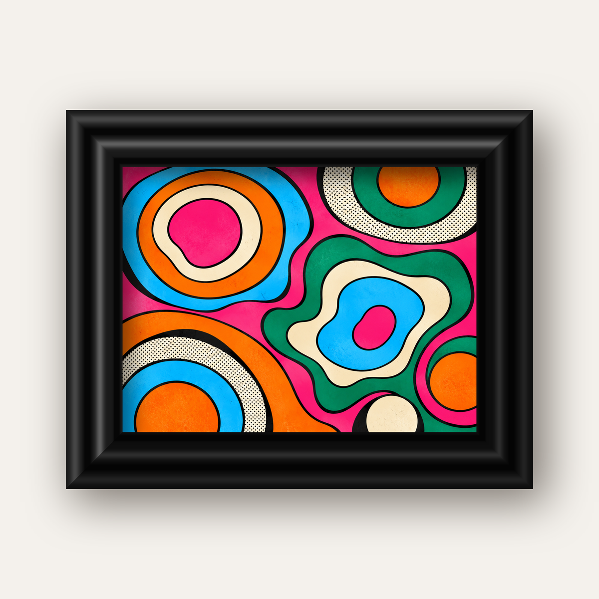 Renkli Soyut Dalgalar Pop Art Poster - Modern Duvar Dekoru — siyah galeri çerçeveli