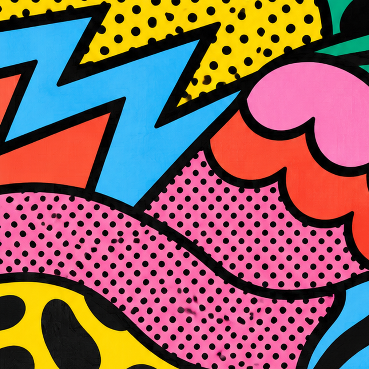 Renkli Soyut Pop Art Dalga Desenli Poster — baskının yakın çekimi, kâğıt dokusu ve renk detayı