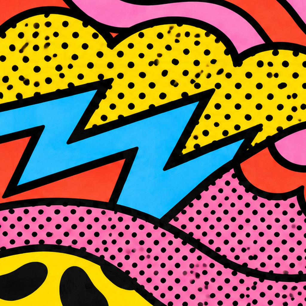 Renkli Soyut Pop Art Dalga Desenli Poster — baskının yakın çekimi, kâğıt dokusu ve renk detayı