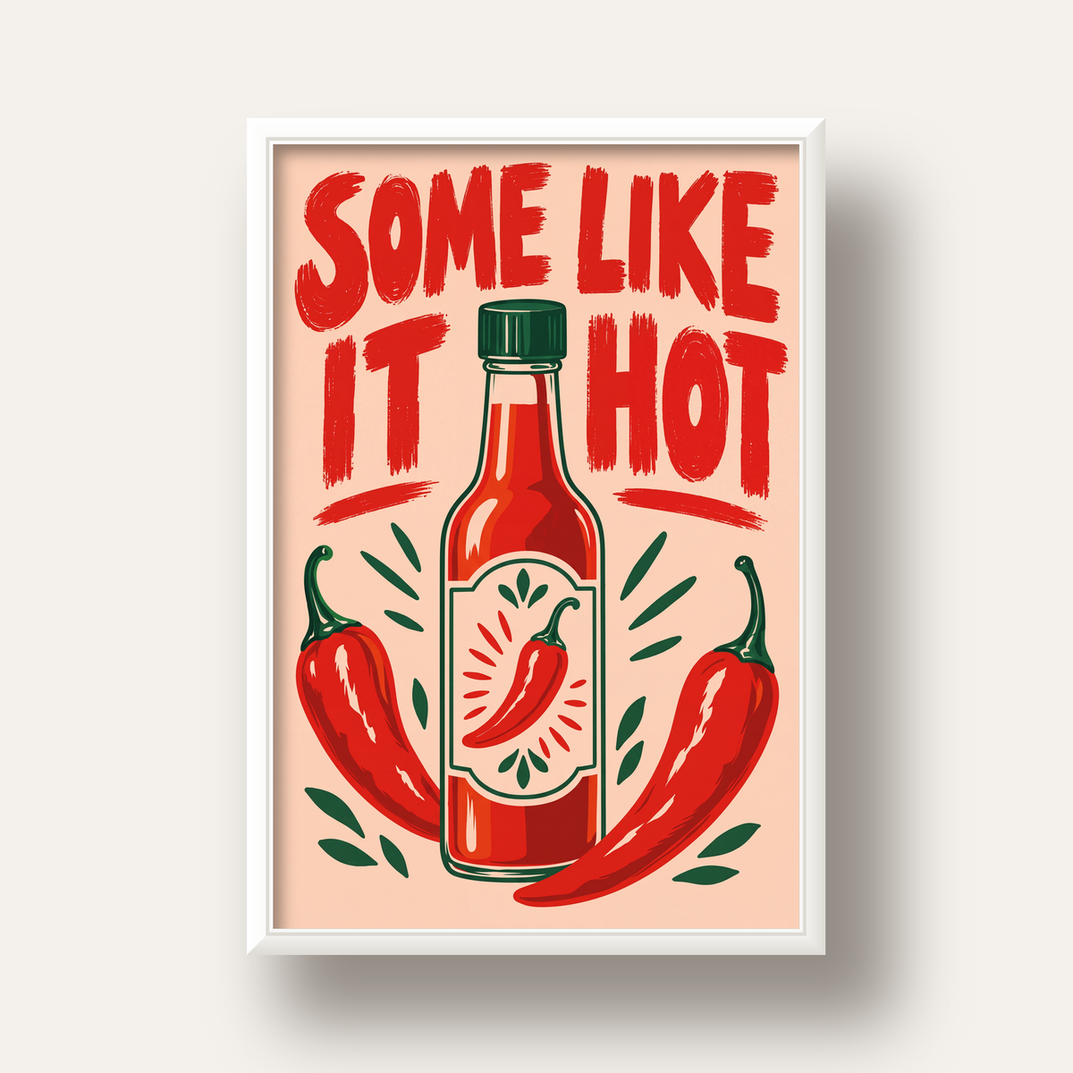 Some Like It Hot Acı Sos & Kırmızı Biber Retro Poster — beyaz derin çerçeveli