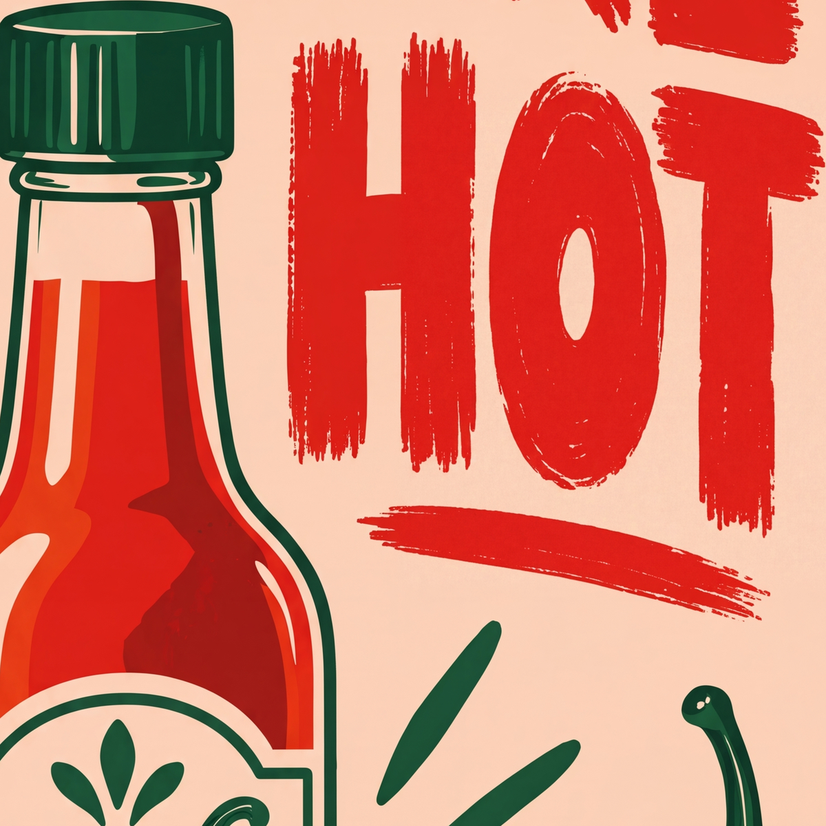 Some Like It Hot Acı Sos & Kırmızı Biber Retro Poster — baskının yakın çekimi, kâğıt dokusu ve renk detayı