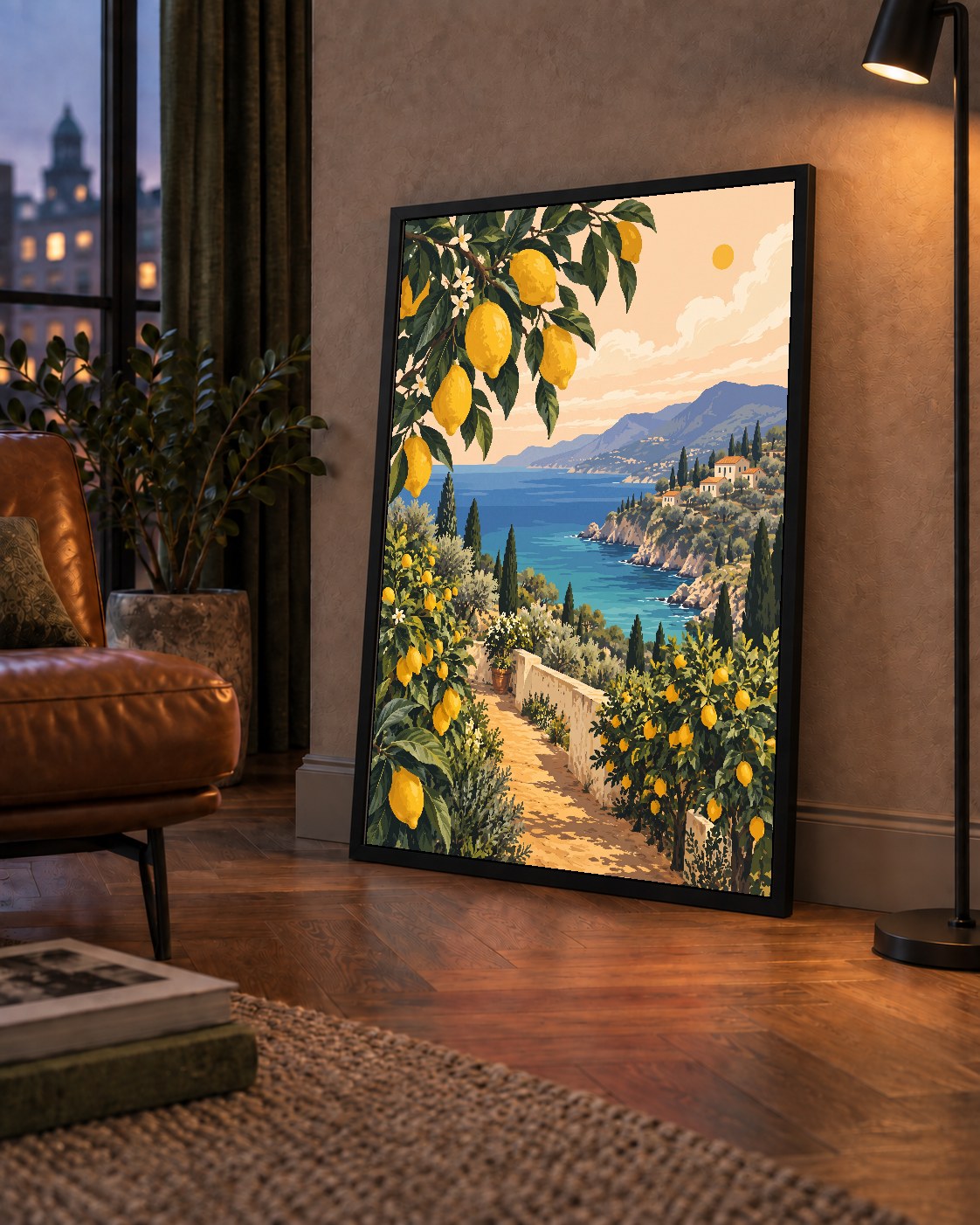 Akdeniz Limon Bahçesi Manzarası Dijital Poster Baskı
