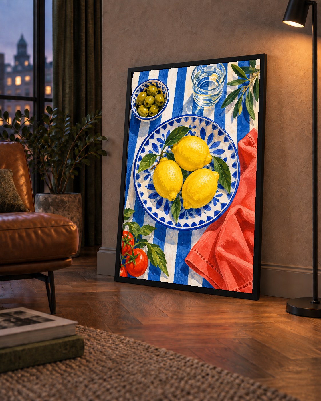 Akdeniz Limonlu Sofra Poster – Canlı Renkli Dijital Baskı