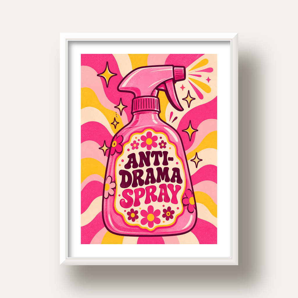 Anti-Drama Spray — beyaz derin çerçeveli paspartulu
