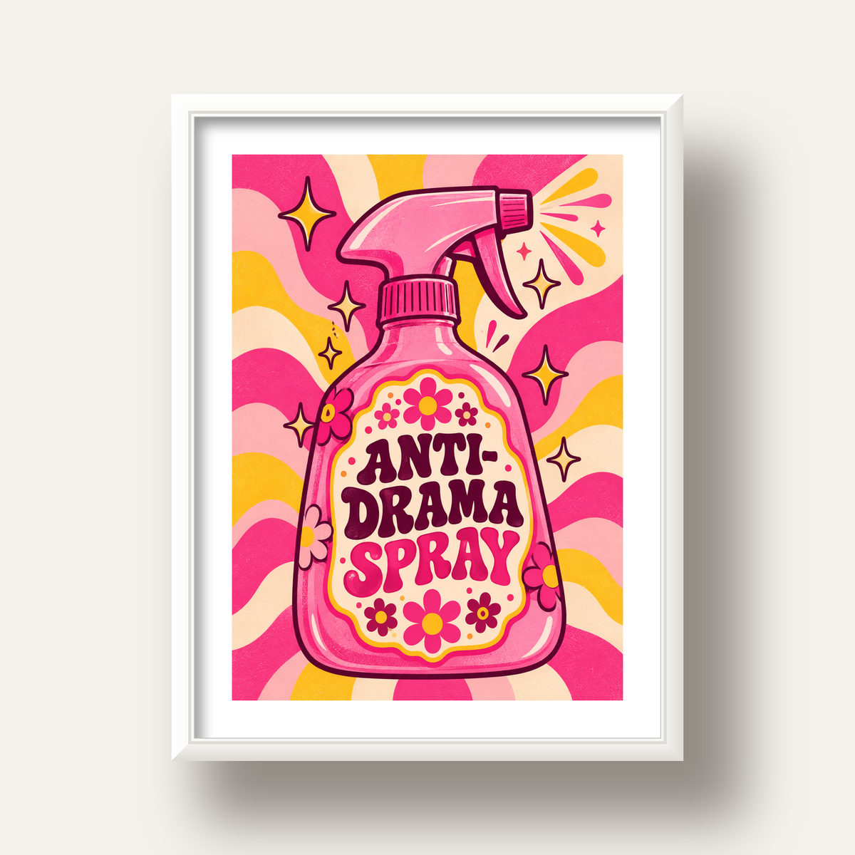 Anti-Drama Spray — beyaz derin çerçeveli paspartulu