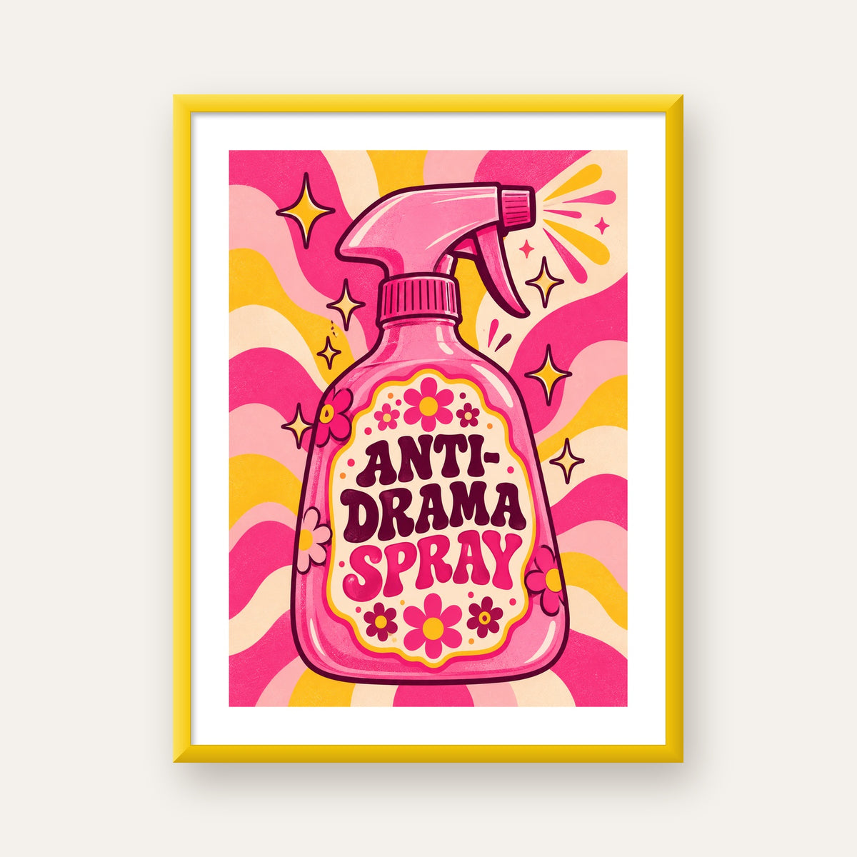 Anti-Drama Spray — sarı çerçeveli paspartulu