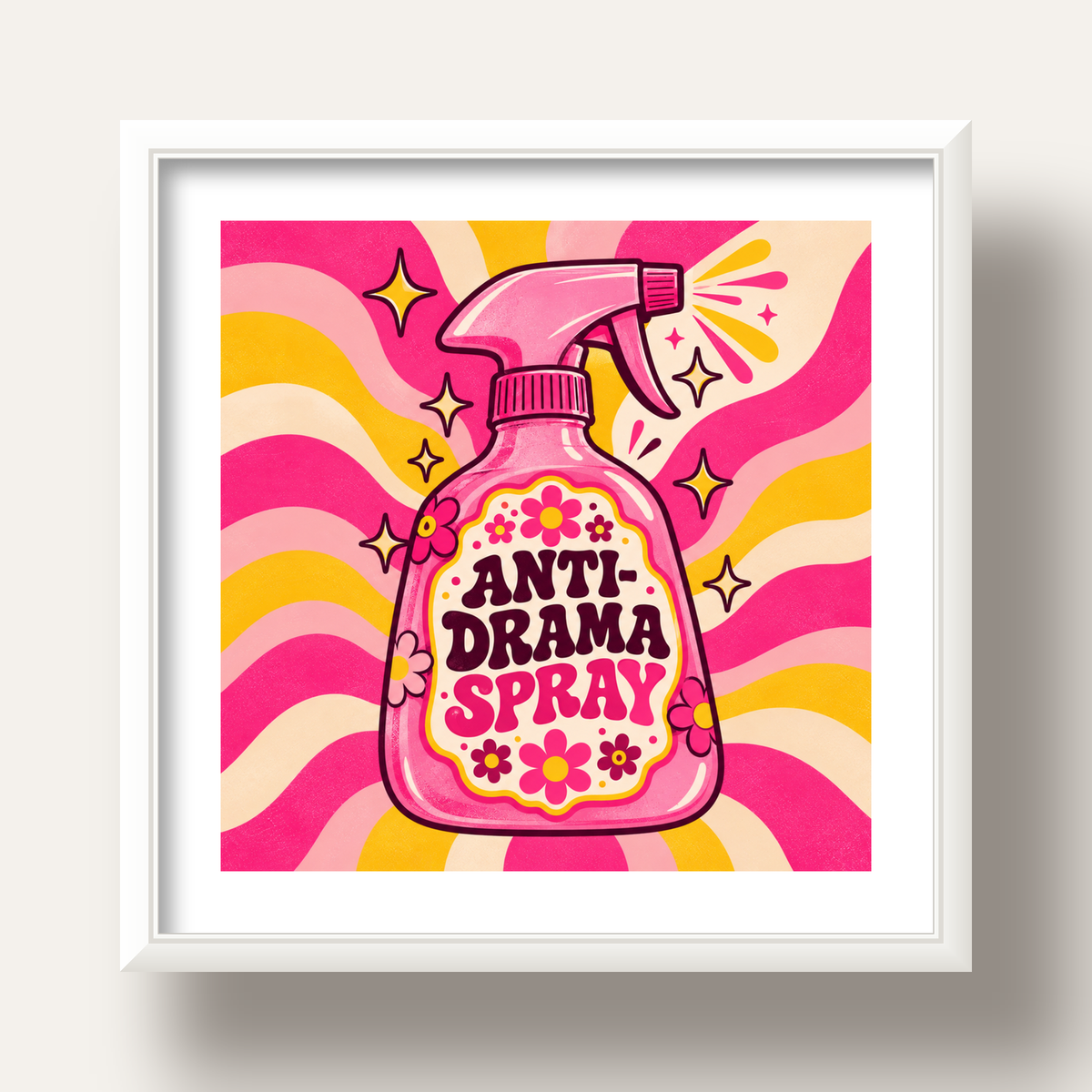 Anti-Drama Spray — beyaz derin çerçeveli paspartulu