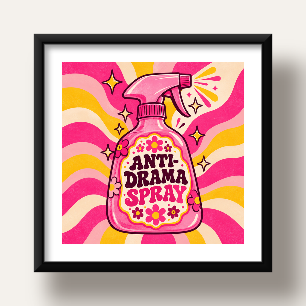 Anti-Drama Spray — siyah derin çerçeveli paspartulu