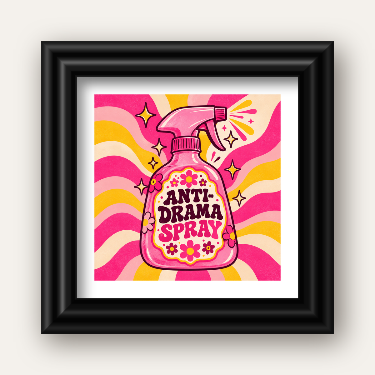 Anti-Drama Spray — siyah galeri çerçeveli paspartulu