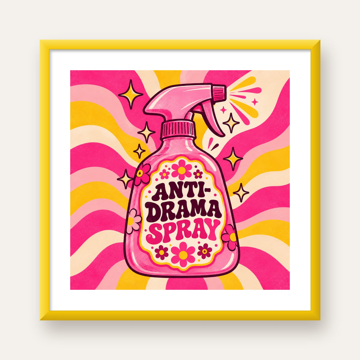 Anti-Drama Spray — sarı çerçeveli paspartulu