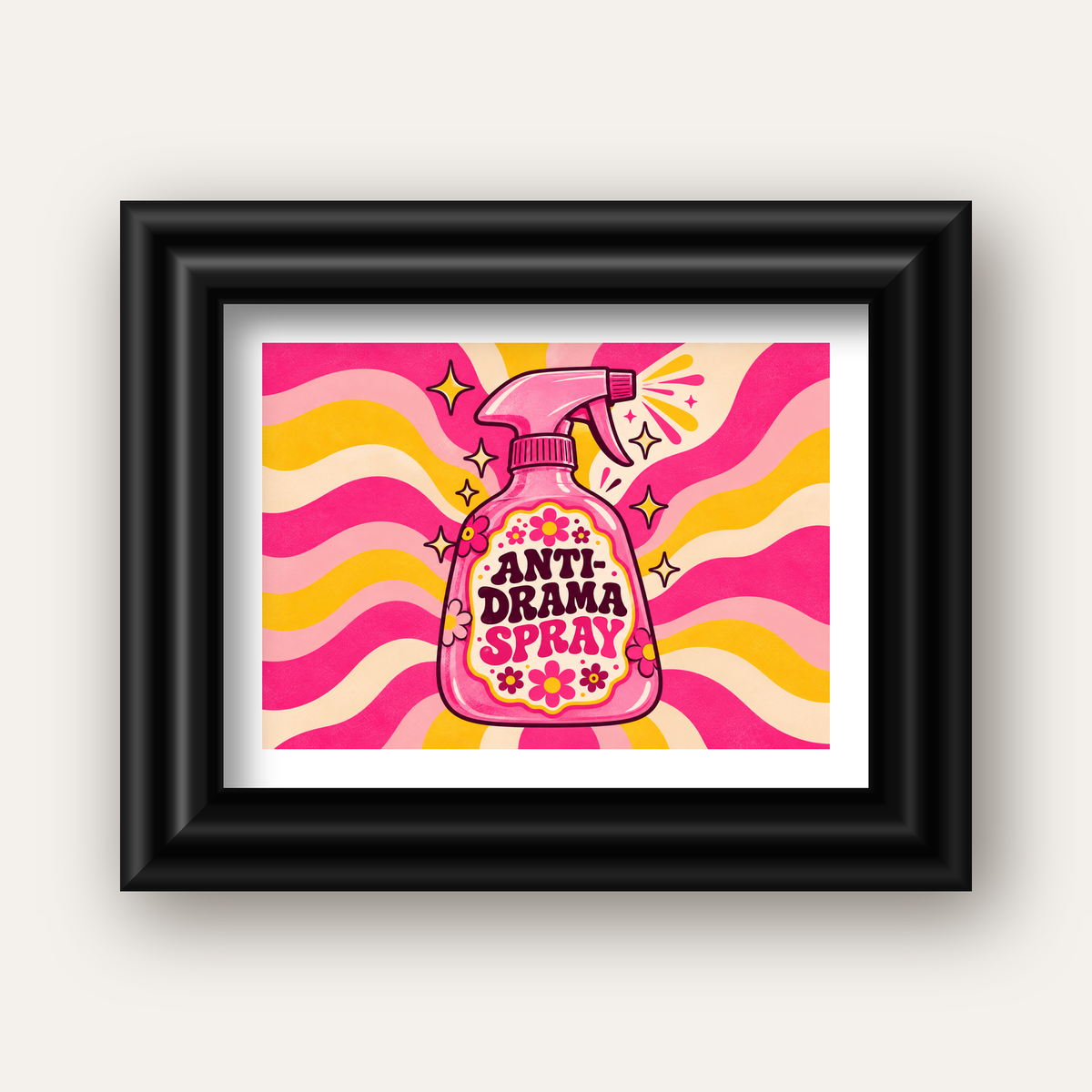 Anti-Drama Spray — siyah galeri çerçeveli paspartulu