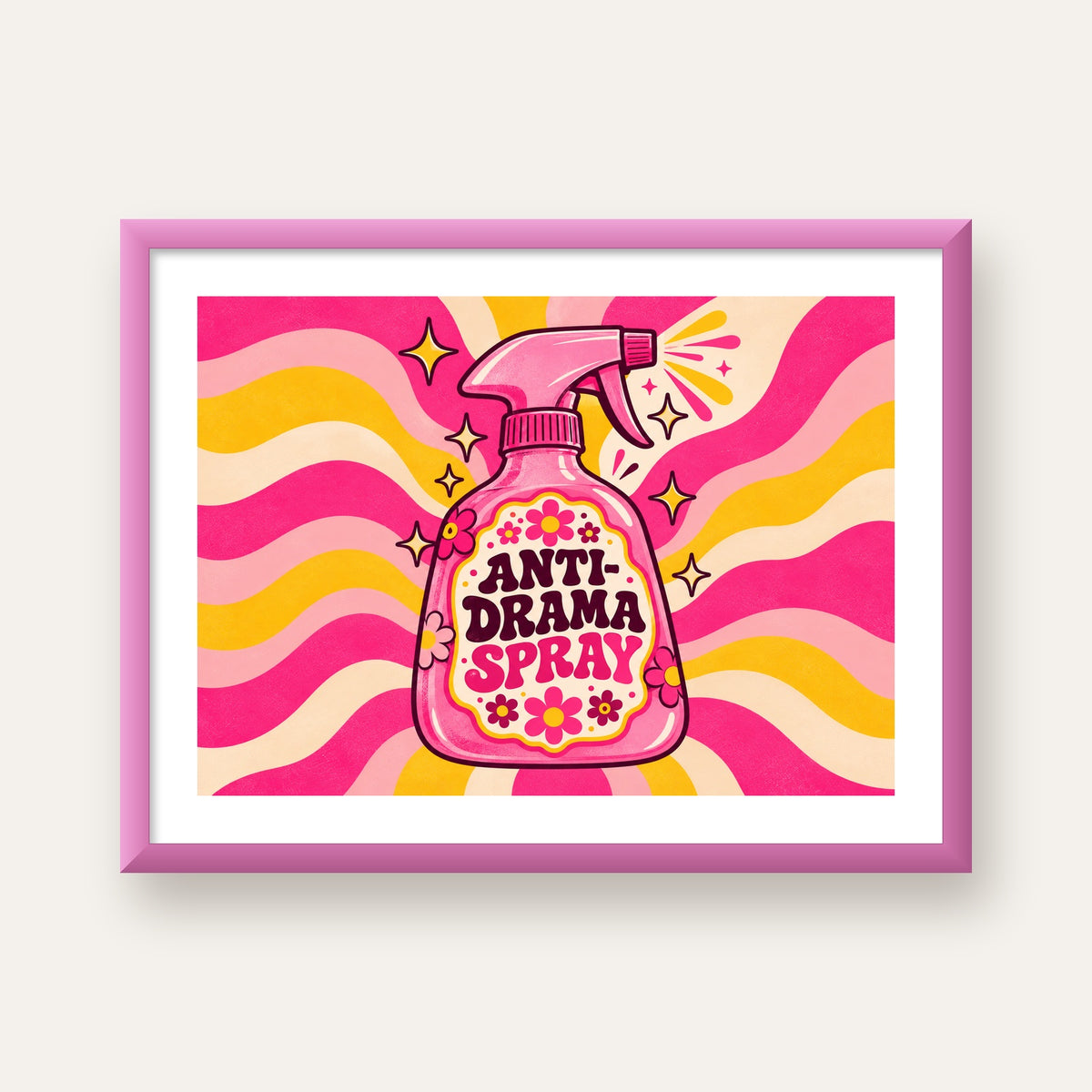 Anti-Drama Spray — pembe çerçeveli paspartulu