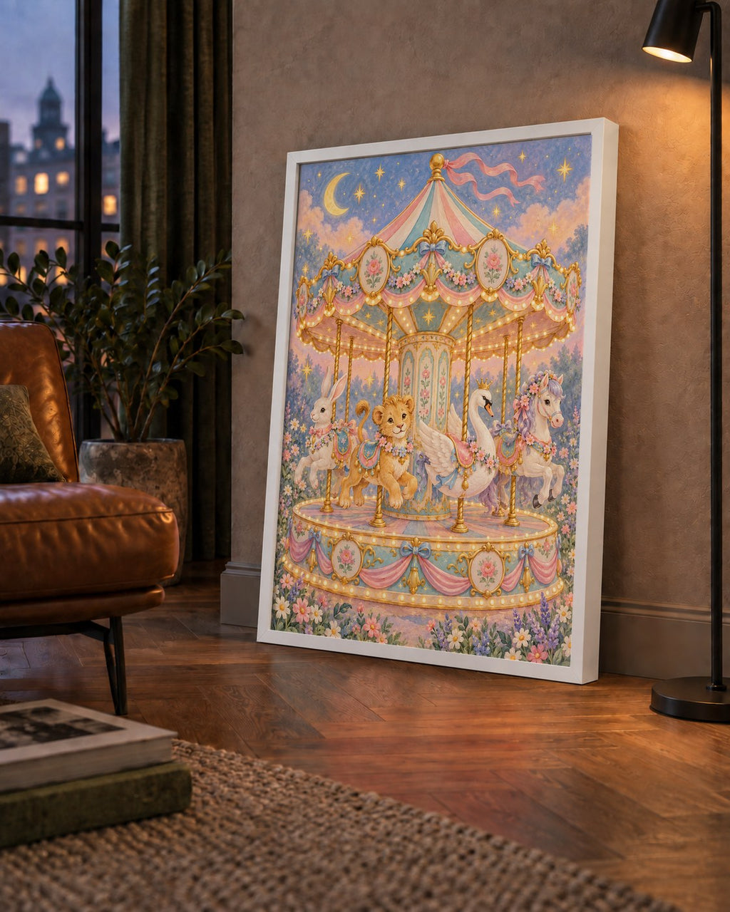 Pastel Nostaljik Atlıkarınca Poster – Masalsı Hayvanlar