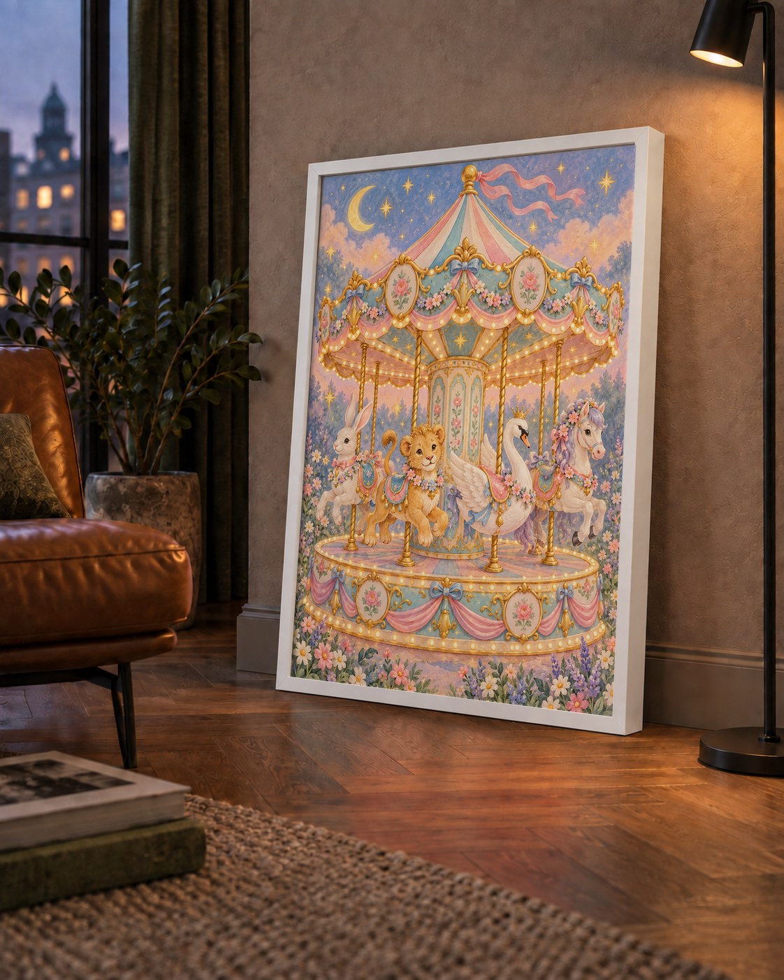 Pastel Nostaljik Atlıkarınca Poster – Masalsı Hayvanlar