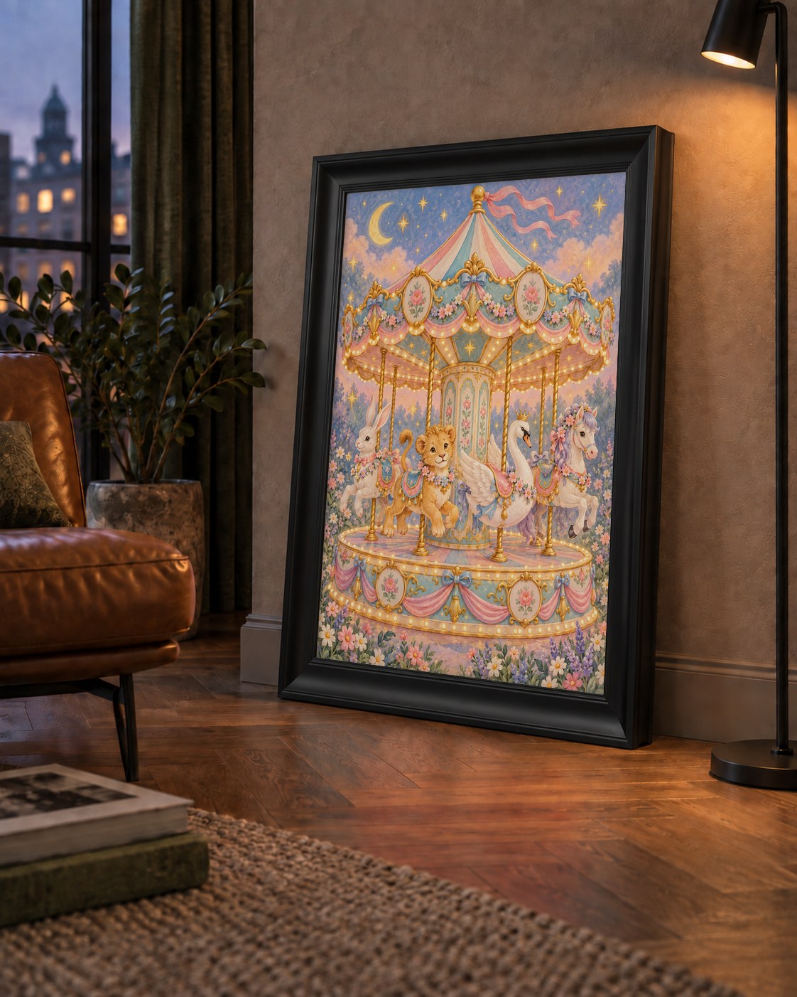 Pastel Nostaljik Atlıkarınca Poster – Masalsı Hayvanlar