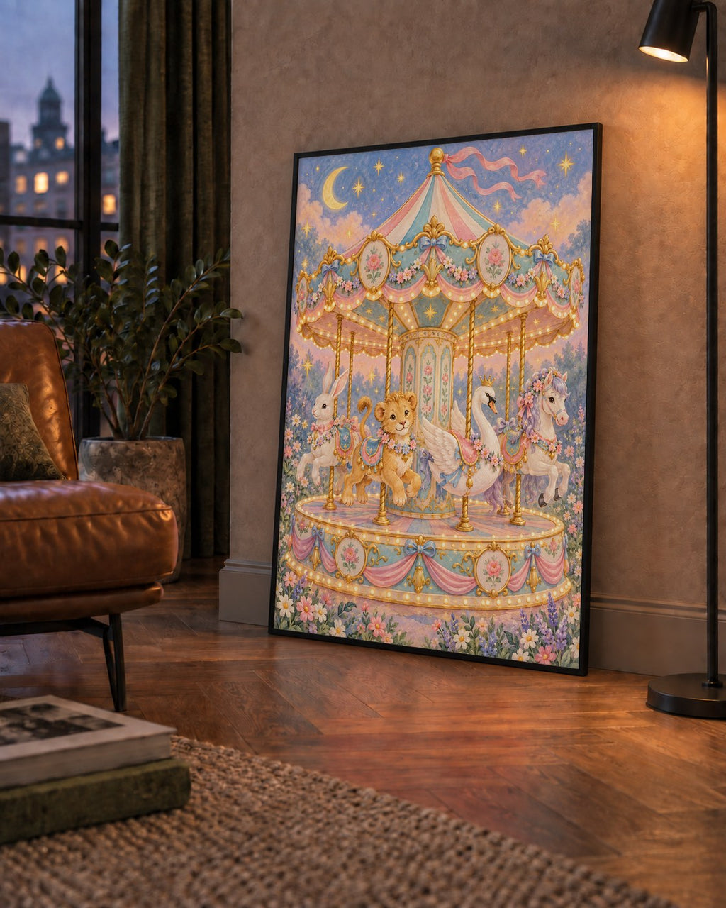 Pastel Nostaljik Atlıkarınca Poster – Masalsı Hayvanlar