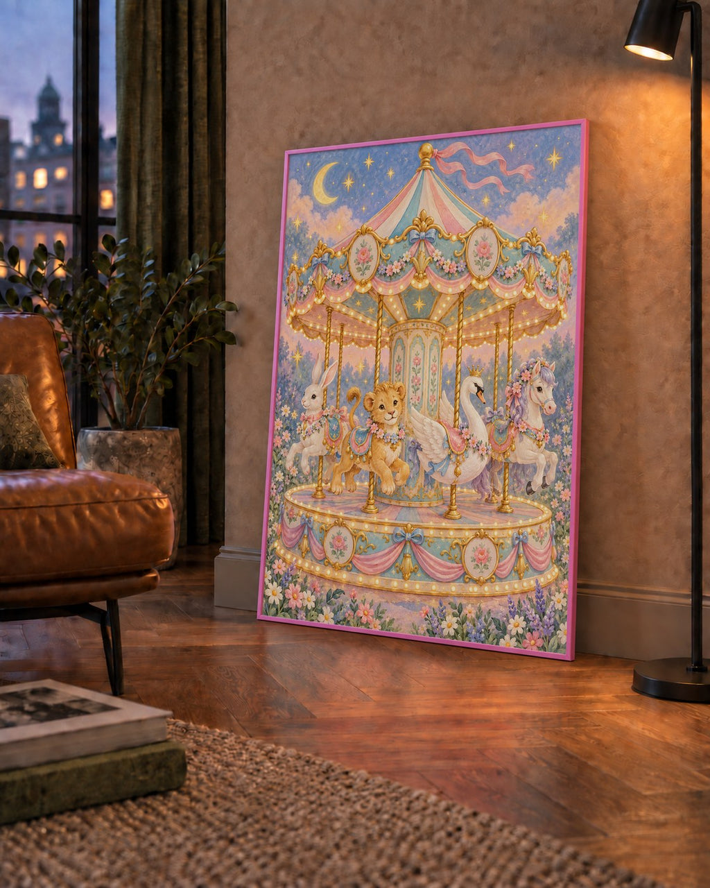 Pastel Nostaljik Atlıkarınca Poster – Masalsı Hayvanlar