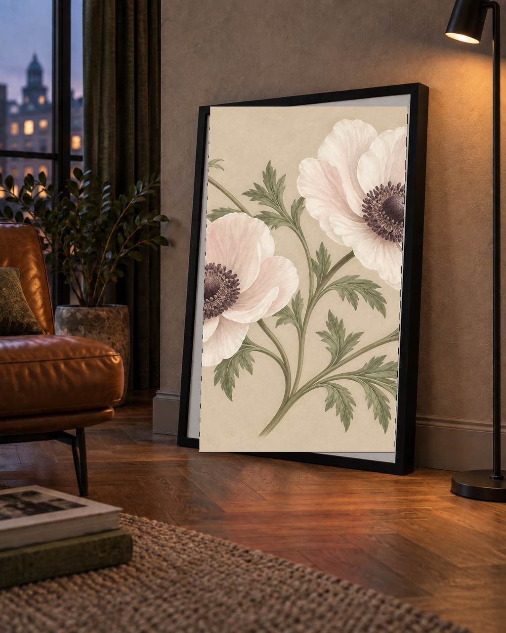 Beyaz Anemon Çiçekleri Suluboya Poster – Doğal Zarafet