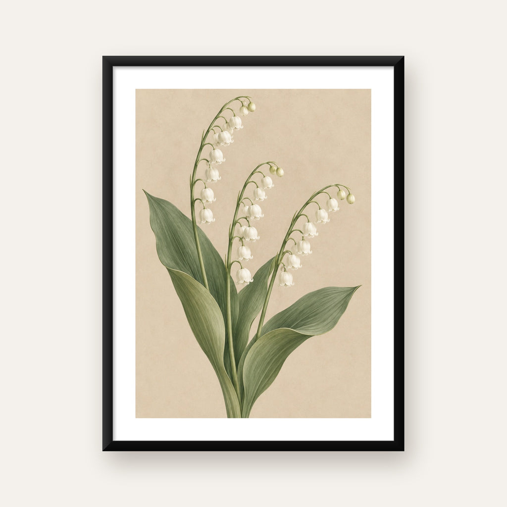 Müge Çiçeği İllüstrasyon Poster – Doğal ve Zarif Sanat Baskısı — Dikey baskı, beyaz paspartulu