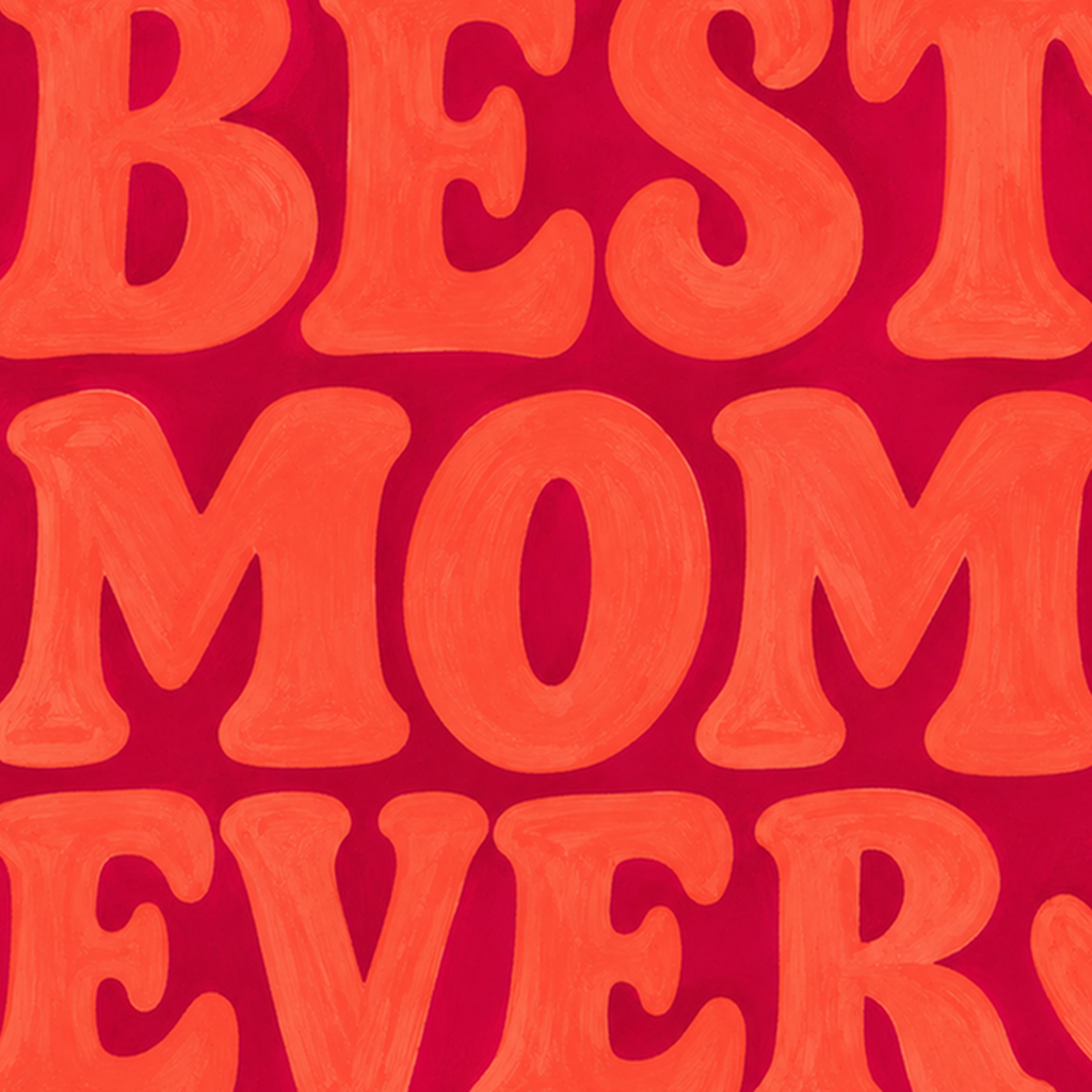 Anneye İthaf: Kalpli 'BEST MOM EVER' Tipografi Poster — baskının yakın çekimi, kâğıt dokusu ve renk detayı