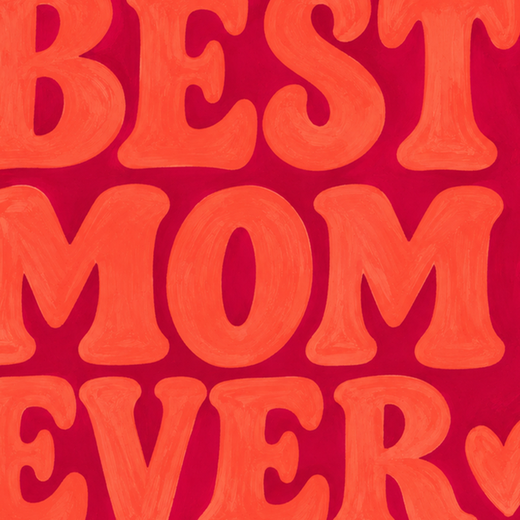 Anneye İthaf: Kalpli 'BEST MOM EVER' Tipografi Poster — baskının yakın çekimi, kâğıt dokusu ve renk detayı