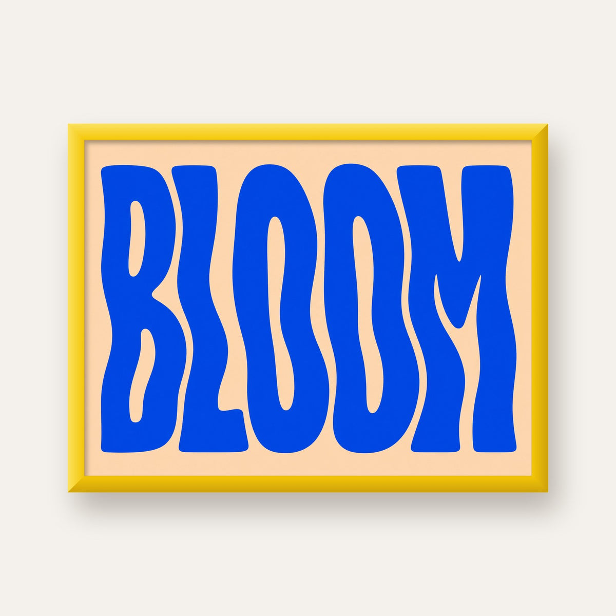 Dalgalı BLOOM Tipografi Poster – Modern Duvar Sanatı — sarı çerçeveli