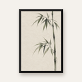 Minimalist Bambu Bitki Posteri – Suluboya Doğal Duvar Dekoru — Dikey baskı, düz siyah çerçeveli duvar posteri