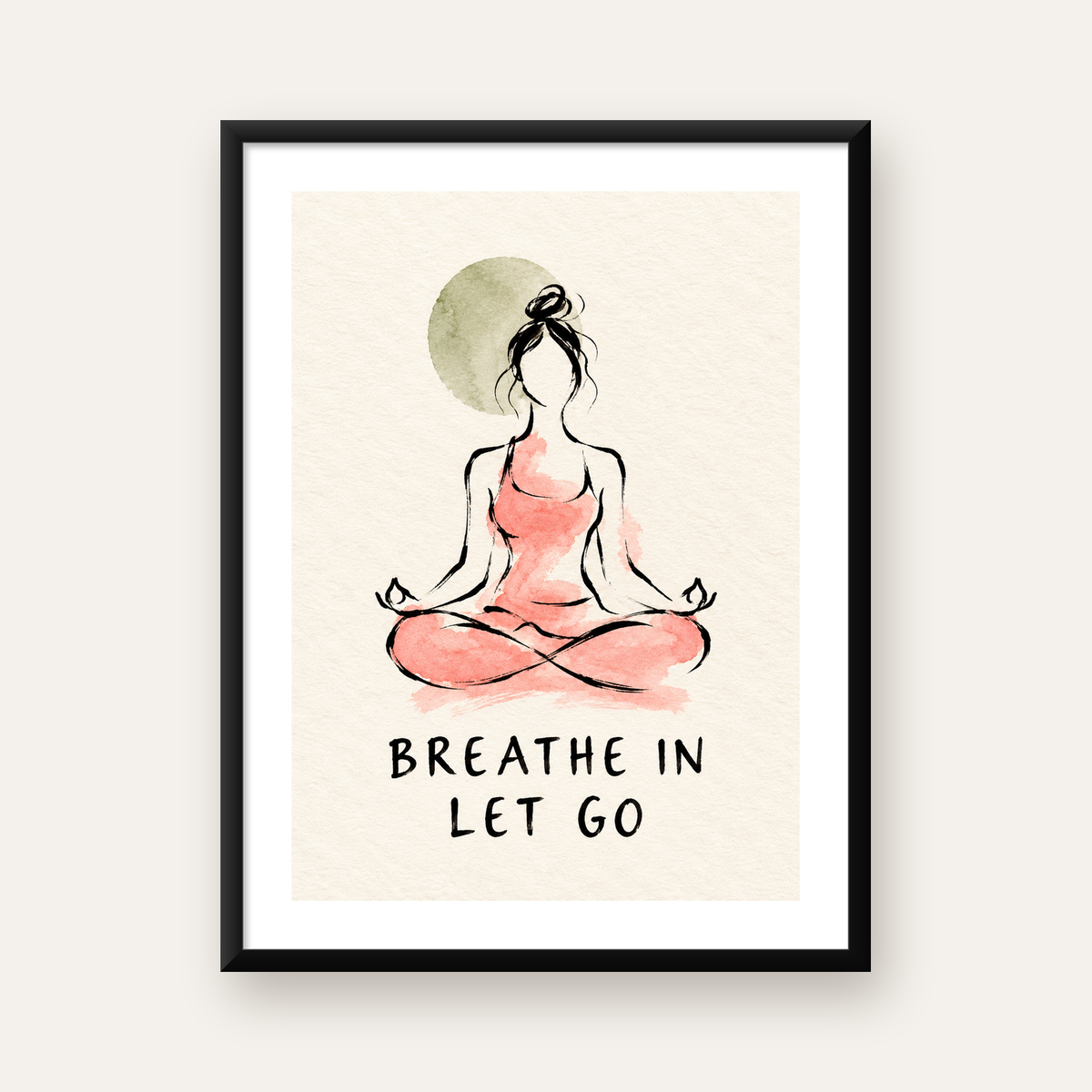Yoga ve Meditasyon İllüstrasyonlu Motive Edici Poster — Dikey baskı, beyaz kenar boşluklu