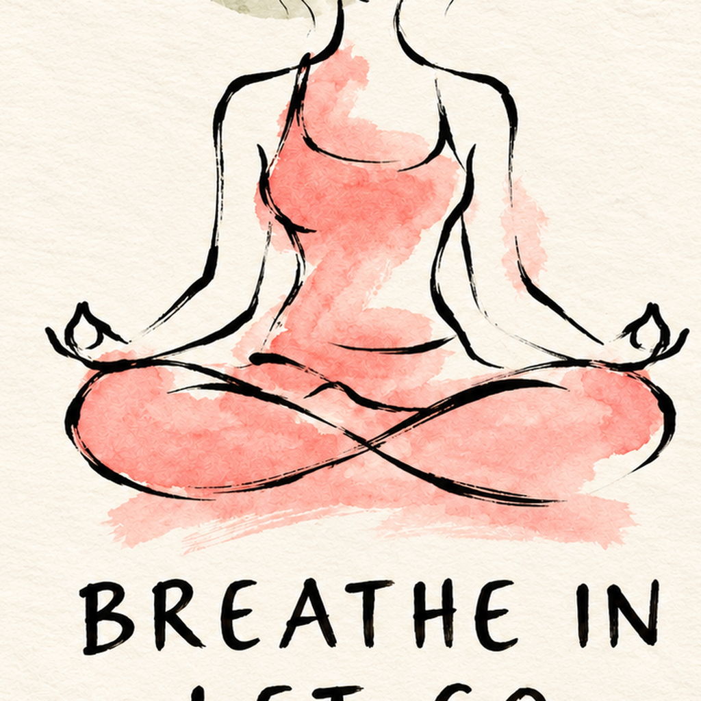 Yoga ve Meditasyon İllüstrasyonlu Motive Edici Poster — baskının yakın çekimi, kâğıt dokusu ve renk detayı