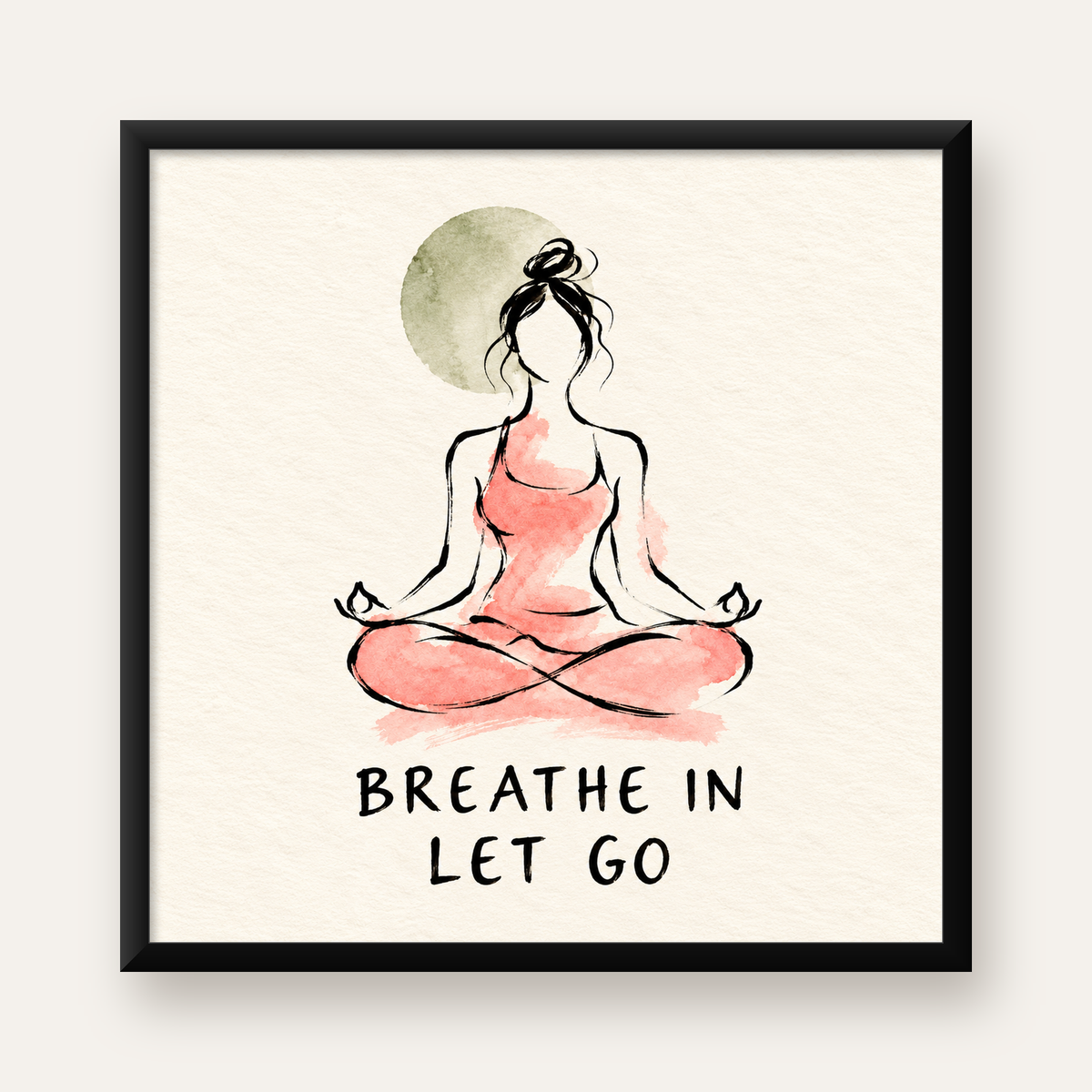Yoga ve Meditasyon İllüstrasyonlu Motive Edici Poster — Kare baskı, düz siyah çerçeveli duvar posteri