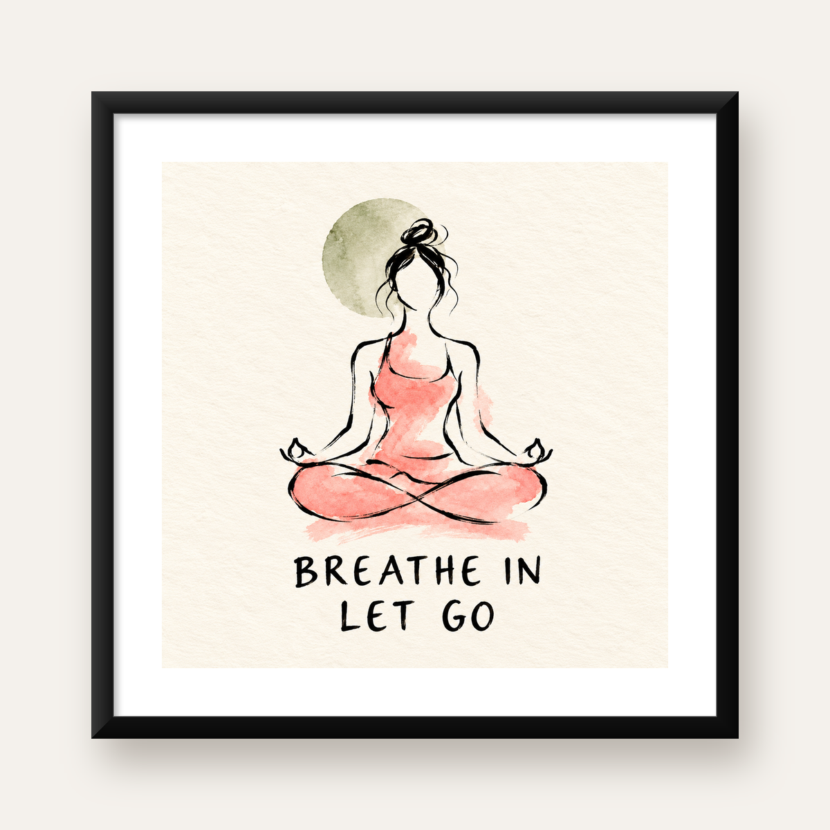 Yoga ve Meditasyon İllüstrasyonlu Motive Edici Poster — Kare baskı, beyaz kenar boşluklu