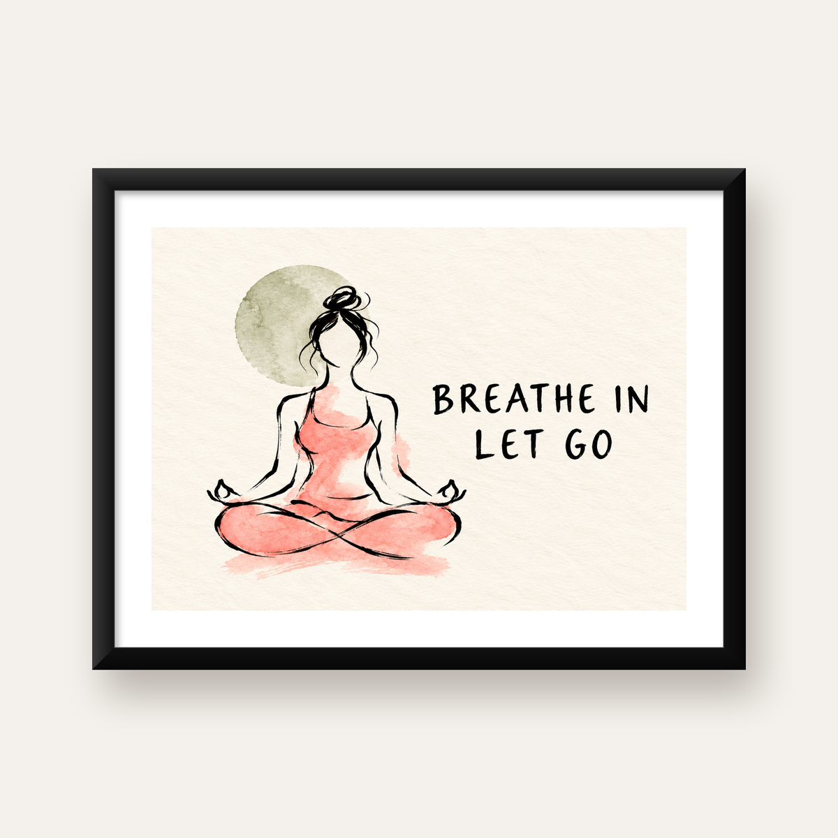 Yoga ve Meditasyon İllüstrasyonlu Motive Edici Poster — Yatay baskı, beyaz kenar boşluklu