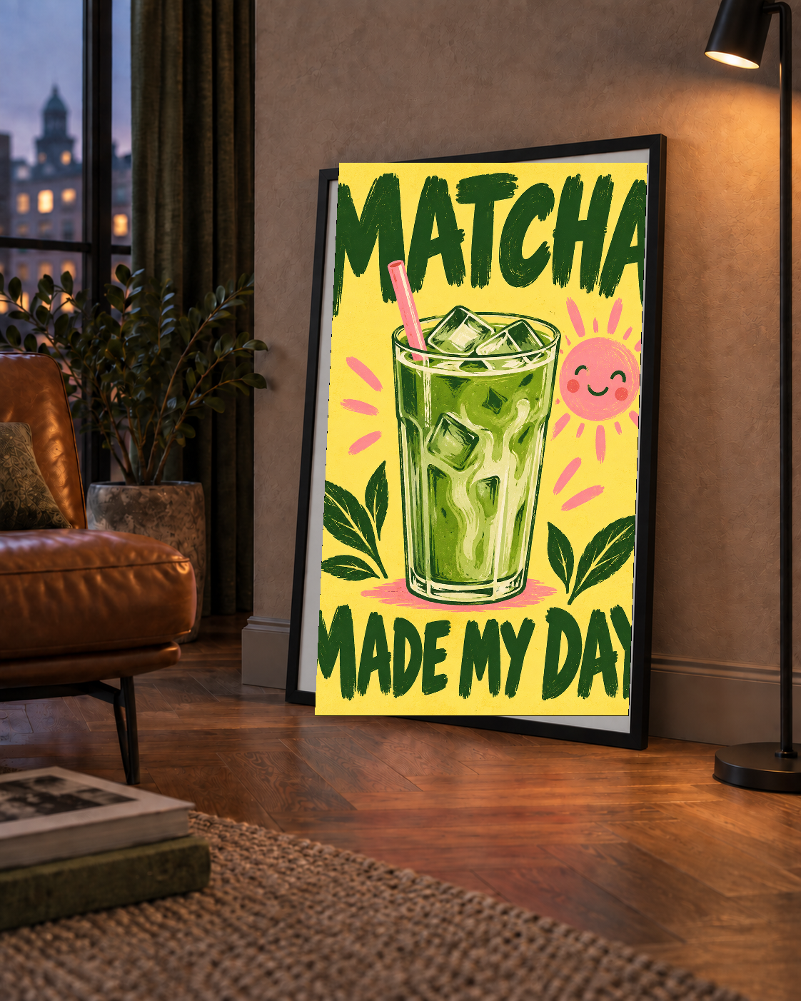 Buzlu Matcha İçeceği Poster – Enerjik ve Renkli Duvar Dekoru