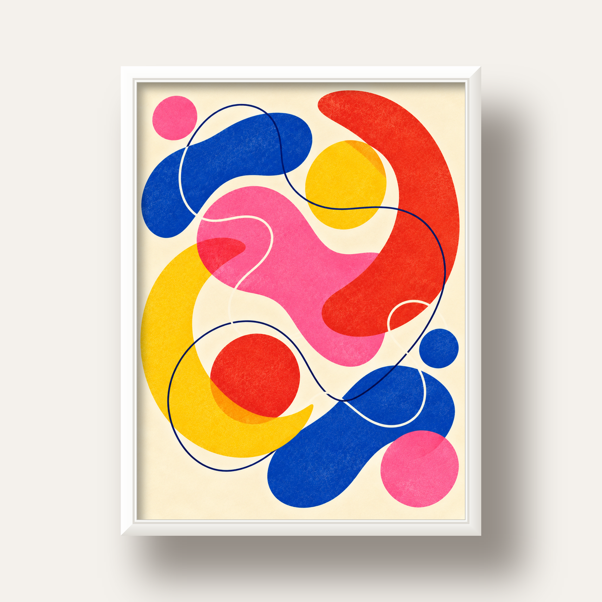 Soyut Renkli Organik Şekiller Modern Poster – Çerçeveli — beyaz derin çerçeveli
