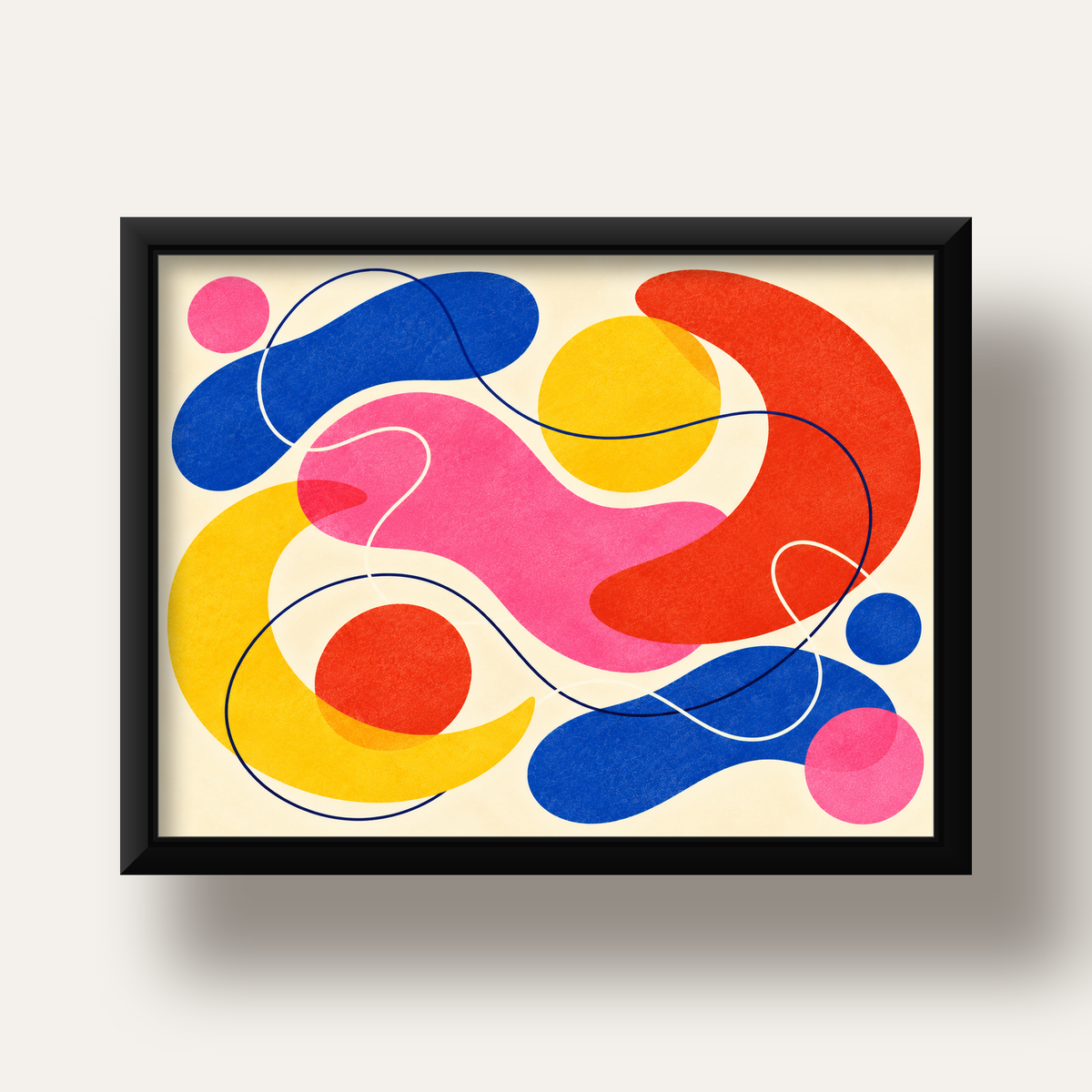 Soyut Renkli Organik Şekiller Modern Poster – Çerçeveli — siyah derin çerçeveli