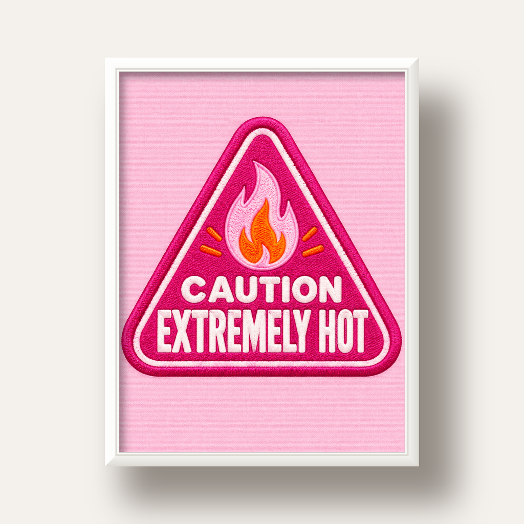 Caution — Extremely Hot — beyaz derin çerçeveli