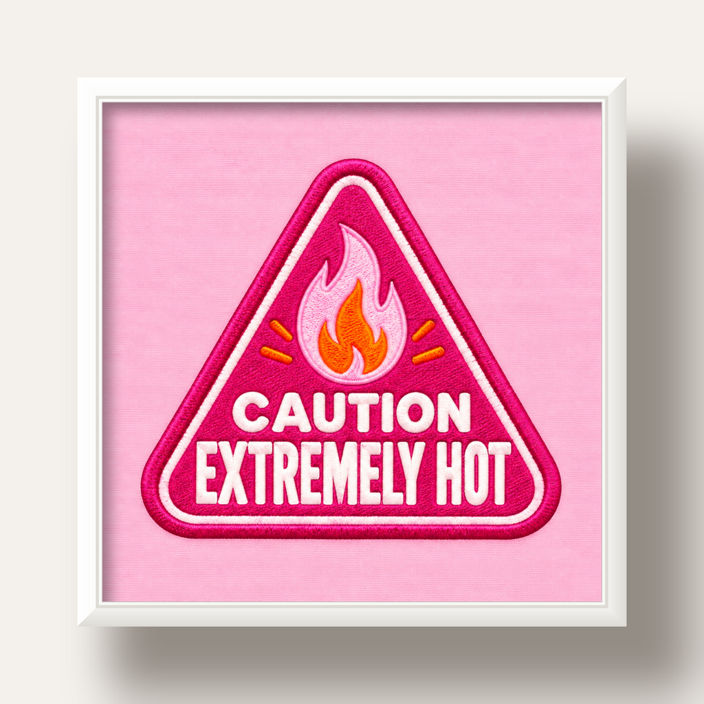 Caution — Extremely Hot — beyaz derin çerçeveli