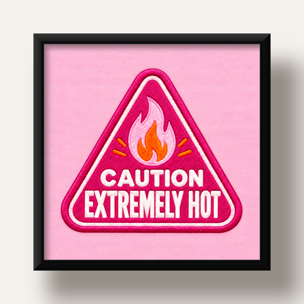 Caution — Extremely Hot — siyah derin çerçeveli