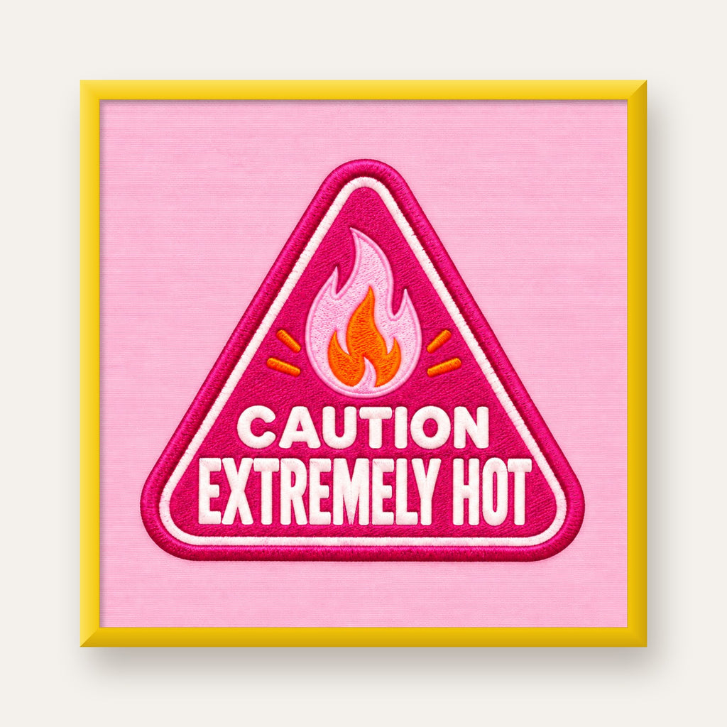 Caution — Extremely Hot — sarı çerçeveli